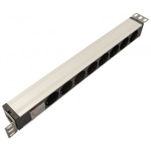 Hyperline SHZ19-8SH-S-IEC Блок розеток для 19 шкафов, горизонтальный, 8 розеток Schuko, выключатель с подсветкой, без кабеля питания, входной разъем IEC320 C14 10А, 250В, 482.6x116.0x44.4мм (ШхГхВ), корпус алюминий Hyperline SHZ19-8SH-S-IEC Блок розеток для 19 шкафов, горизонтальный, 8 розеток Schuko, выключатель с подсветкой, без кабеля питания, входной разъем IEC320 C14 10А, 250В, 482.6x116.0x44.4мм (ШхГхВ), корпус алюминий