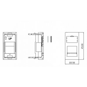 Hyperline SIP2-1K-M45-22.5-BK Вставка 45x22,5 (аналог Mosaic) для 1 модуля формата Keystone Jack, со шторкой, черная Hyperline SIP2-1K-M45-22.5-BK Вставка 45x22,5 (аналог Mosaic) для 1 модуля формата Keystone Jack, со шторкой, черная