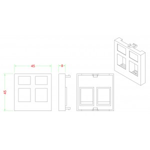 Hyperline SIP2-2N-M45-45 Вставка 45x45 (аналог Mosaic) для 2х модулей формата Keystone Jack, ROHS, белая Hyperline SIP2-2N-M45-45 Вставка 45x45 (аналог Mosaic) для 2х модулей формата Keystone Jack, ROHS, белая