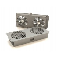 Hyperline TFAB-T2FR-RAL7035 Модуль вентиляторный потолочный с 2-мя вентиляторами для установки в шкафы серий TTB, TTR, TWB, TWL, с подшипниками и крепежными элементами, без кабеля питания, цвет серый (RAL 7035)