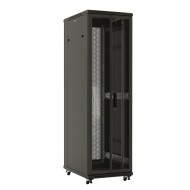 Hyperline TTB-3281-DD-RAL9004 Шкаф напольный 19-дюймовый, 32U, 1610х800х1000 мм (ВхШхГ), передняя и задняя распашные перфорированные двери (75%), ручка с замком, 2 вертикальных кабельных организатора, крыша нового типа, цвет черный (RAL 9004)(разобранный)