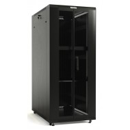 Hyperline TTB-4281-DD-RAL9004 Шкаф напольный 19-дюймовый, 42U, 2055x800х1000 мм (ВхШхГ), передняя и задняя распашные перфорированные двери (75%), ручка с замком, 2 вертикальных кабельных организатора, крыша нового типа, цвет черный (RAL 9004 (разобранный)