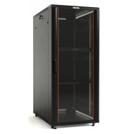 Hyperline TTB-4286-AS-RAL9004 Шкаф напольный 19-дюймовый, 42U, 2055x800х600 мм (ВхШхГ), передняя стеклянная дверь со стальными перфорированными боковинами, задняя дверь сплошная, ручка с замком, крыша нового типа, цвет черный (RAL 9004) (разобранный)