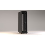 Hyperline TTR-2761-DD-RAL9005 Шкаф напольный 19-дюймовый, 27U, 1388x600х1000 мм (ВхШхГ), передняя и задняя распашные перфорированные двери (75%), ручка с замком, цвет черный (RAL 9005) (разобранный)