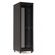 Hyperline TTR-2766-DD-RAL9005 Шкаф напольный 19-дюймовый, 27U, 1388x600х600 мм (ВхШхГ), передняя и задняя распашные перфорированные двери (75%), ручка с замком, цвет черный (RAL 9005) (разобранный)