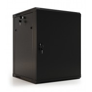 Hyperline TWB-1245-SR-RAL9004 Шкаф настенный 19-дюймовый (19), 12U, 650x600х450мм, металлическая передняя дверь с замком, две боковые панели, цвет черный (RAL 9004) (разобранный)