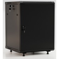 Hyperline TWB-FC-1266-SR-RAL9004 Шкаф настенный 19-дюймовый (19), 12U, 662x600х600мм, металлическая передняя дверь с замком, две боковые панели, с возможностью установки на ножки (в комплекте), цвет черный (RAL 9004) (разобранный)