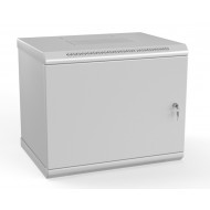 Hyperline TWL-0966-SR-RAL7035 Шкаф настенный 19-дюймовый (19), 9U, 500x600х600мм, металлическая дверь, несъемные стенки, 1 пара профилей, цвет серый (RAL 7035) (собранный)