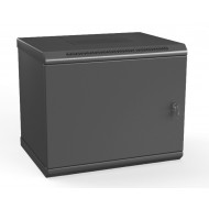 Hyperline TWL-1266-SR-RAL9005 Шкаф настенный 19-дюймовый (19), 12U, 650x600х600мм, металлическая дверь, несъемные стенки, 1 пара профилей, цвет черный (RAL 9005) (собранный)