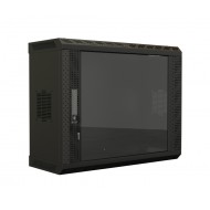Hyperline TWS-1225-GP-RAL9004 Шкаф настенный 19-дюймовый (19), 12U, 650х600х250, со стеклянной дверью, несъемные боковые панели, цвет черный (RAL 9004) (собранный)