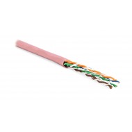 Hyperline UUTP4-C5E-P24-IN-PVC-PK-305 (305 м) Кабель витая пара, неэкранированная U/UTP, категория 5e, 4 пары (24 AWG), многожильный (patсh), PVC, -20°C – +75°C, розовый