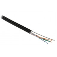 Hyperline UUTP4-C5E-S24-SW-OUT-PE-BK-500 (500 м) Кабель витая пара U/UTP, кат.5e, 4 пары (24 AWG), одножильн. (solid), с металл. тросом, внешний, PE, -40°C - +60°C, черный - гарантия: 15 лет компонентная
